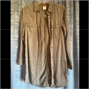 H&M Long Olive Green Button Shirt